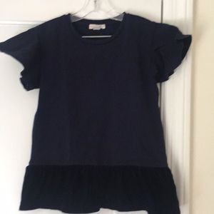 Crewcuts peplum velvet cotton top